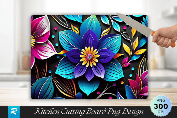 3D Flower Cutting Board Sublimation PNG Guide