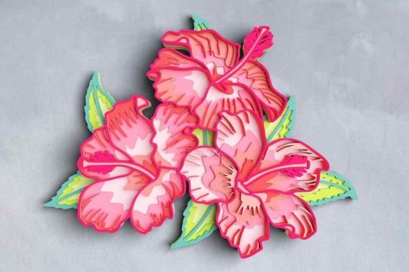 3D Hibiscus SVG & DXF Layered Design Guide