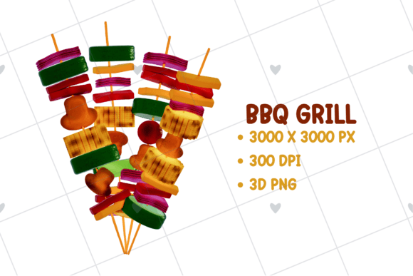 BBQ Grill – Skewers 3D PNG Clipart: Elevating Your Culinary Designs with High-Resolution Digital Assets