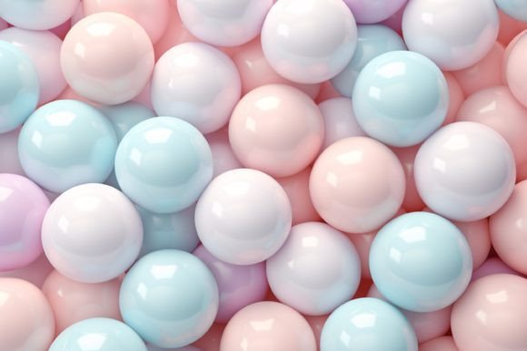 Elevating Visual Design with a Pastel 3D Glossy Balls Background