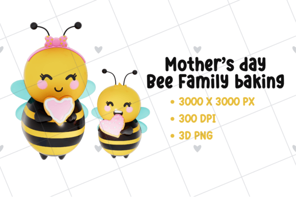 Enhancing Mother’s Day Designs with High-Quality 3D Bee Family Clip Art