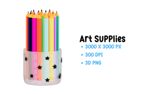 Evaluating Art Supplies 3D PNG Clipart for Commercial Design Projects