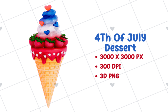 Evaluating Dessert 4Th of July 3D PNG Clipart for Commercial Design Projects