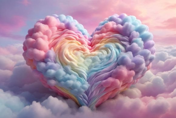 Evaluating the Rainbow Cotton Cloud Heart Background for Creative Projects
