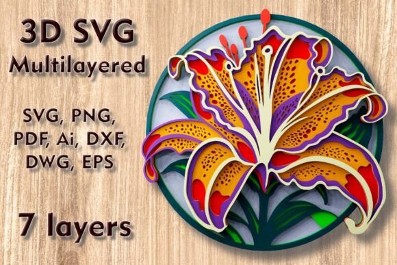 Lily 3D SVG: Multilayer Cutting Files