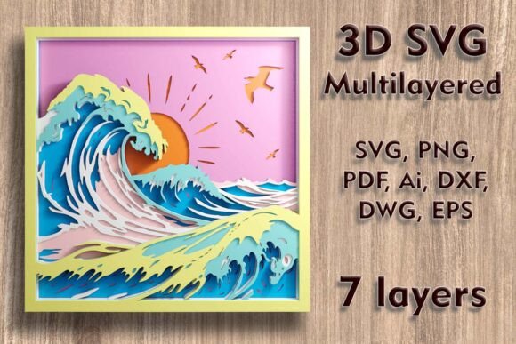 Ocean Waves 3D SVG Multilayered Files: Elevating Modern Digital Craftsmanship