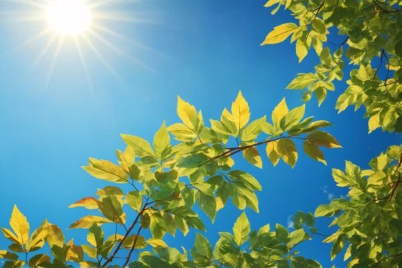 Sunny Sky with Leaves: A Versatile Visual Asset for Modern Design